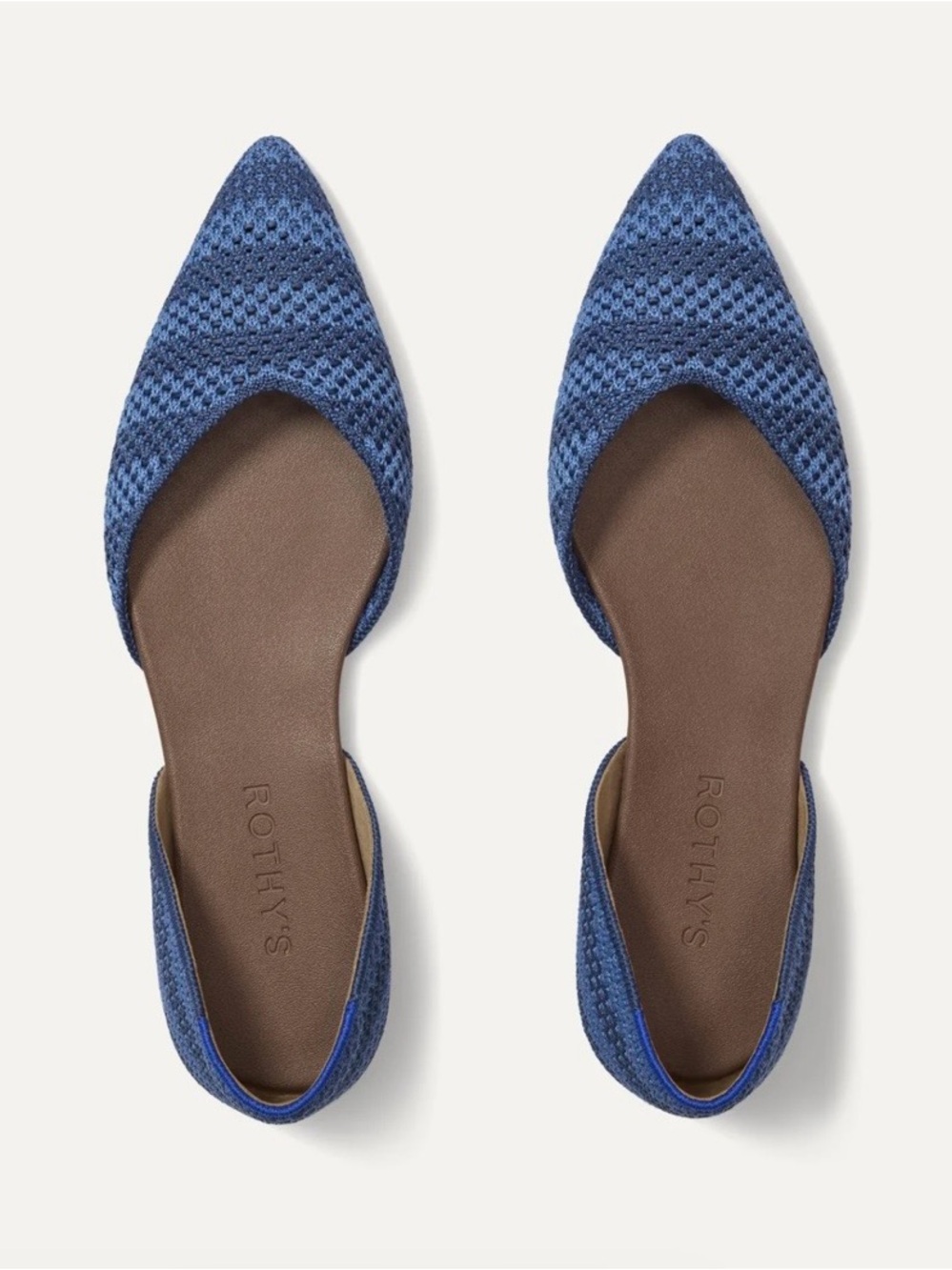 NIB Rothy’s D'Orsay Point Flats in Sea Stripe, size 7